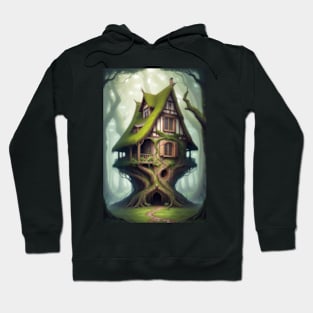 Woodland Cottage over tree Hoodie